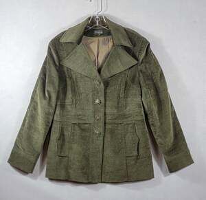 Juliana Collezione Velvet Blazer Jacket Olive Green 12 Ornate Buttons USA Made